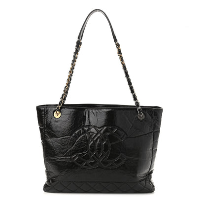 Chanel Shiny Aged Calfskin Quilted Large Shopping Bag Black 1 of 10