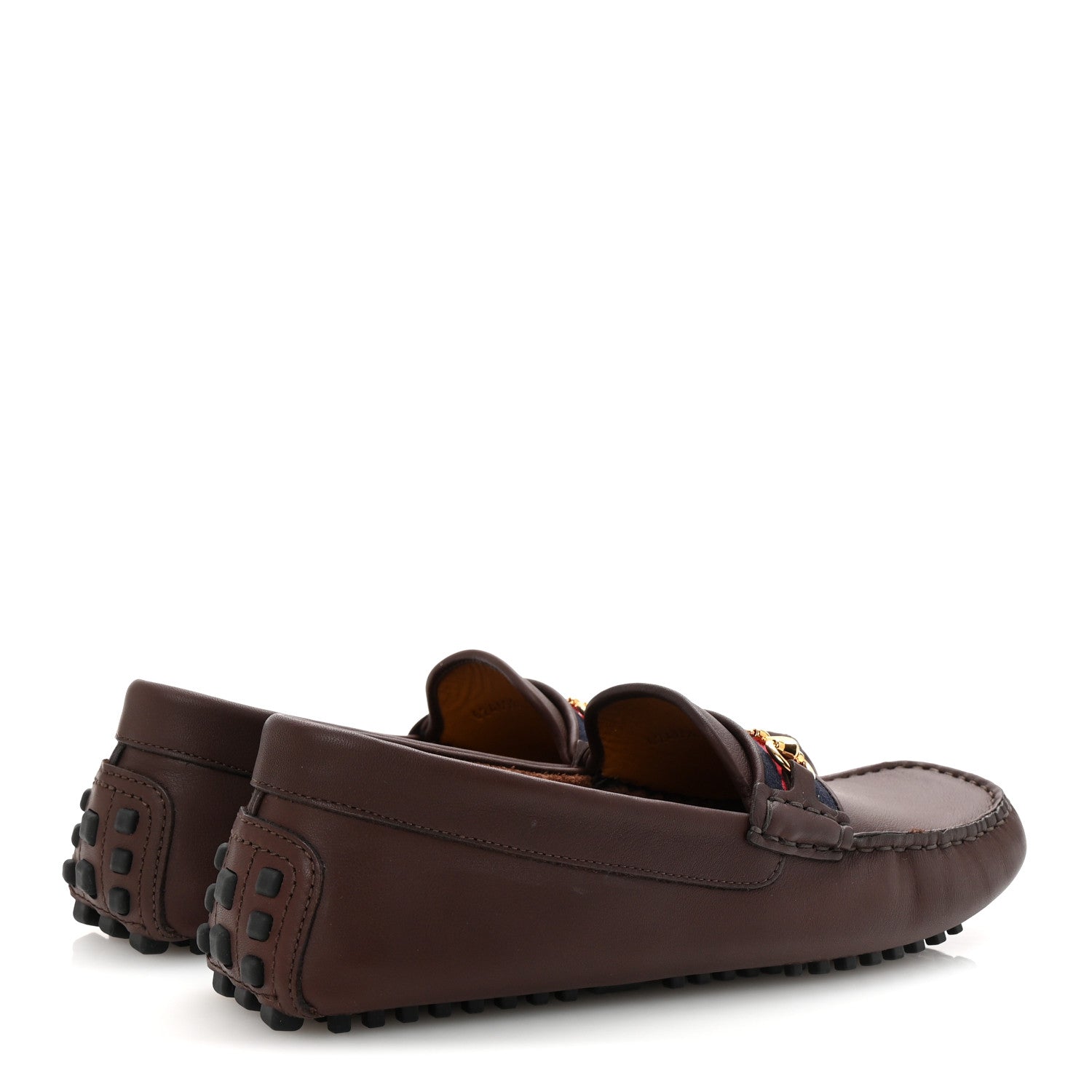 Gucci Soft Clove Calfskin Web Mens Horsebit Driver Loafers 7.5 Cocoa 5 of 10