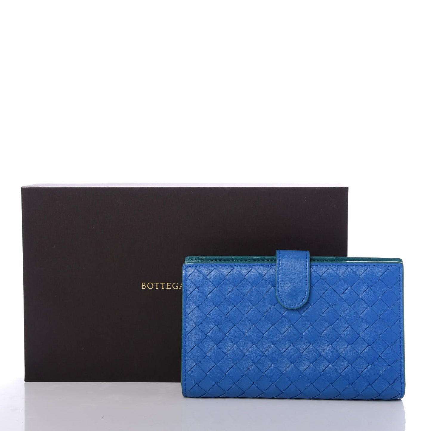 Nappa Intrecciato Continental Wallet Bleuette Lagoon