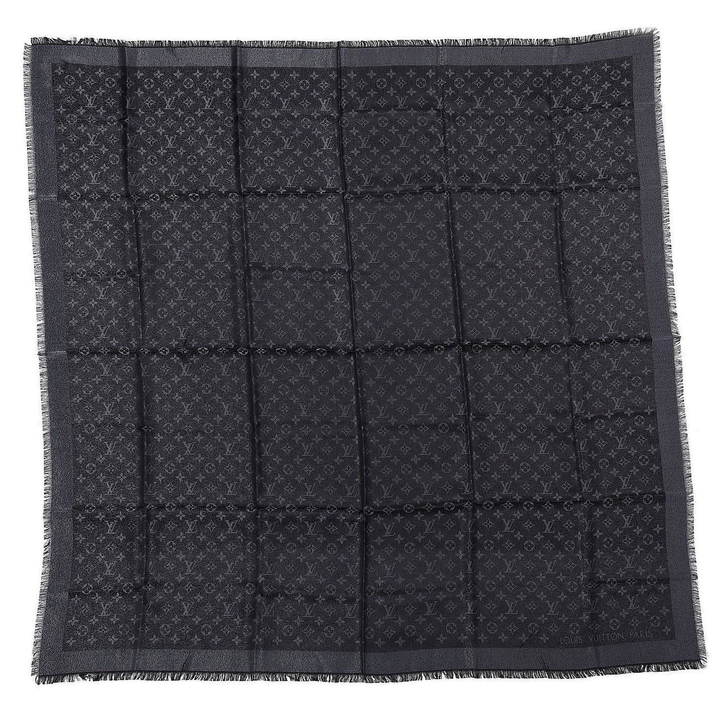 Silk Lurex Wool Monogram Shine Shawl Black