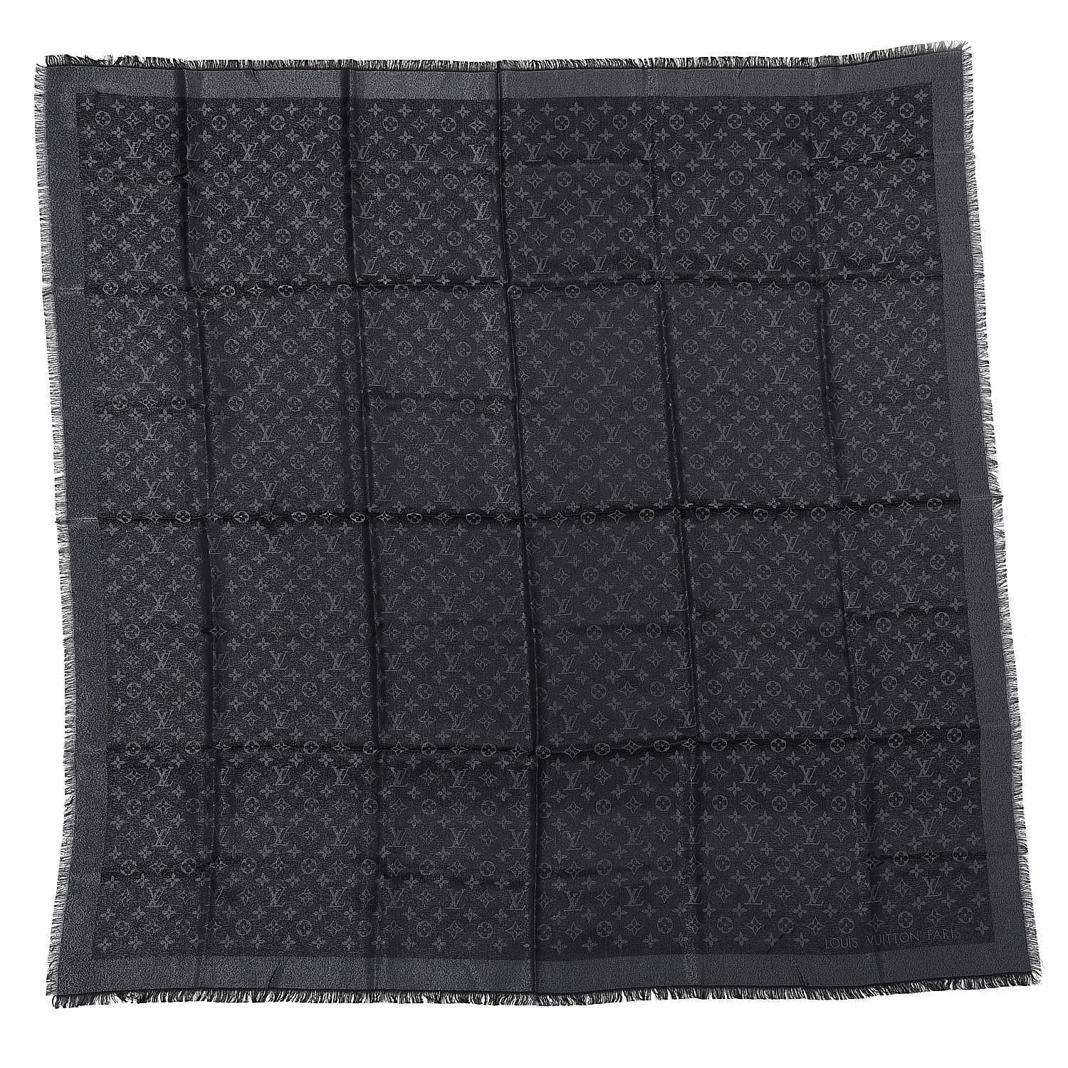 Louis Vuitton Silk Lurex Wool Monogram Shine Shawl Black 1 of 6