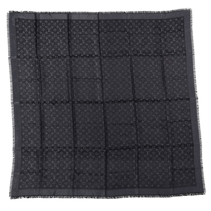 Louis Vuitton Silk Lurex Wool Monogram Shine Shawl Black 1 of 6