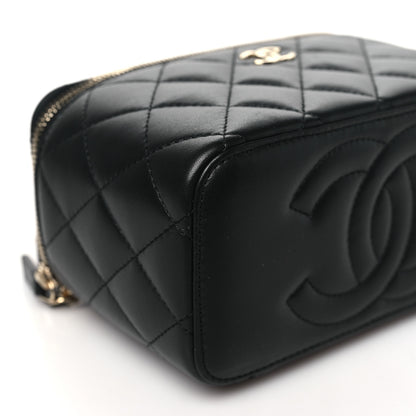 Chanel Lambskin Quilted Small Top Handle Vanity Case With Chain Black 9 of 10