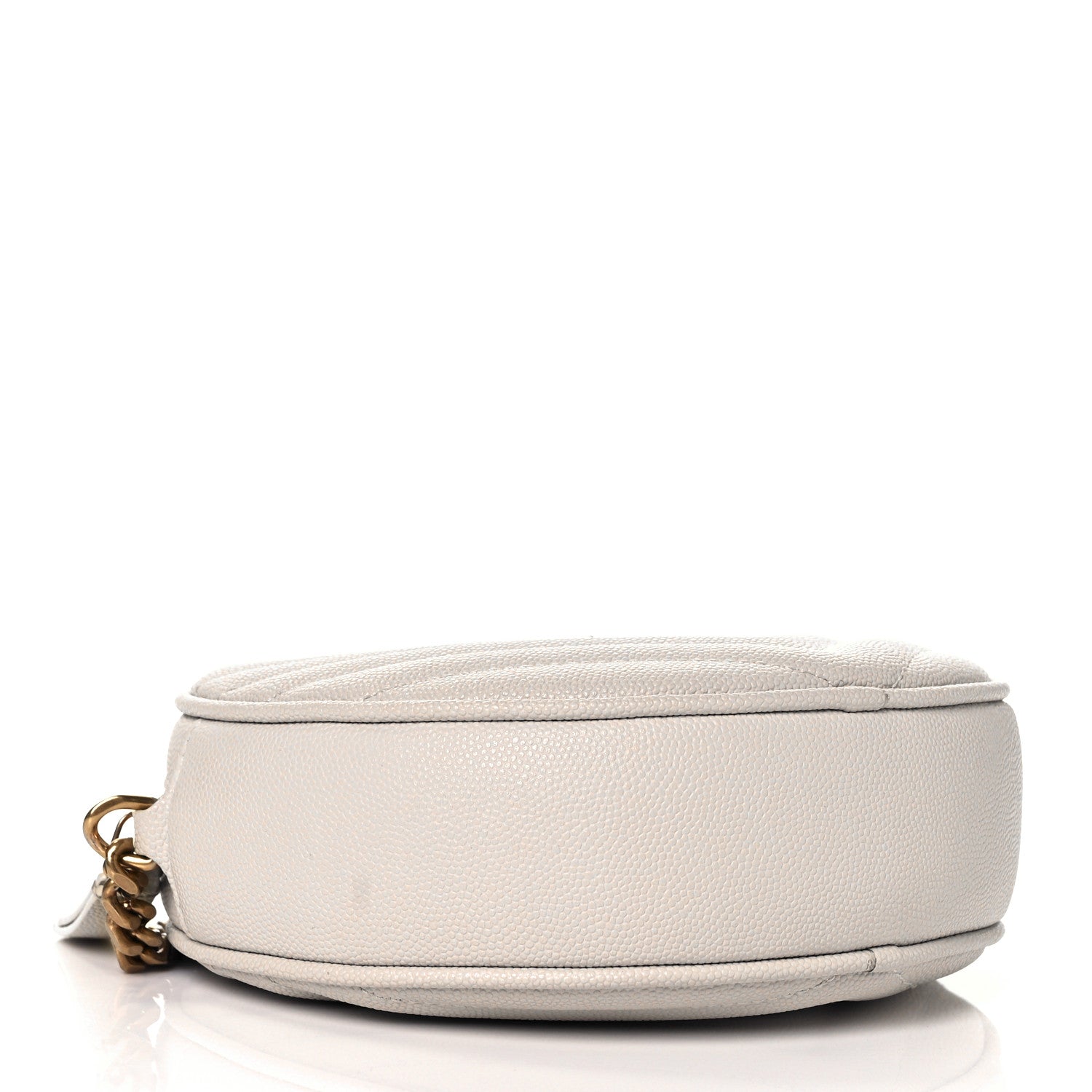Saint Laurent Grain De Poudre Matelasse Chevron Quilted Round Vinyle Camera Bag Blanc Vintage 4 of 9