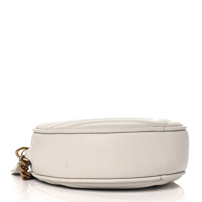 Saint Laurent Grain De Poudre Matelasse Chevron Quilted Round Vinyle Camera Bag Blanc Vintage 4 of 9