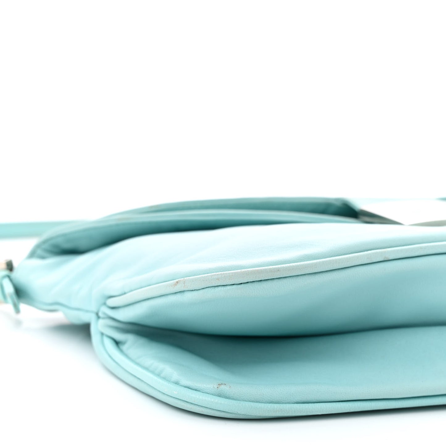 Lambskin Mama Baguette Double Flap Light Blue