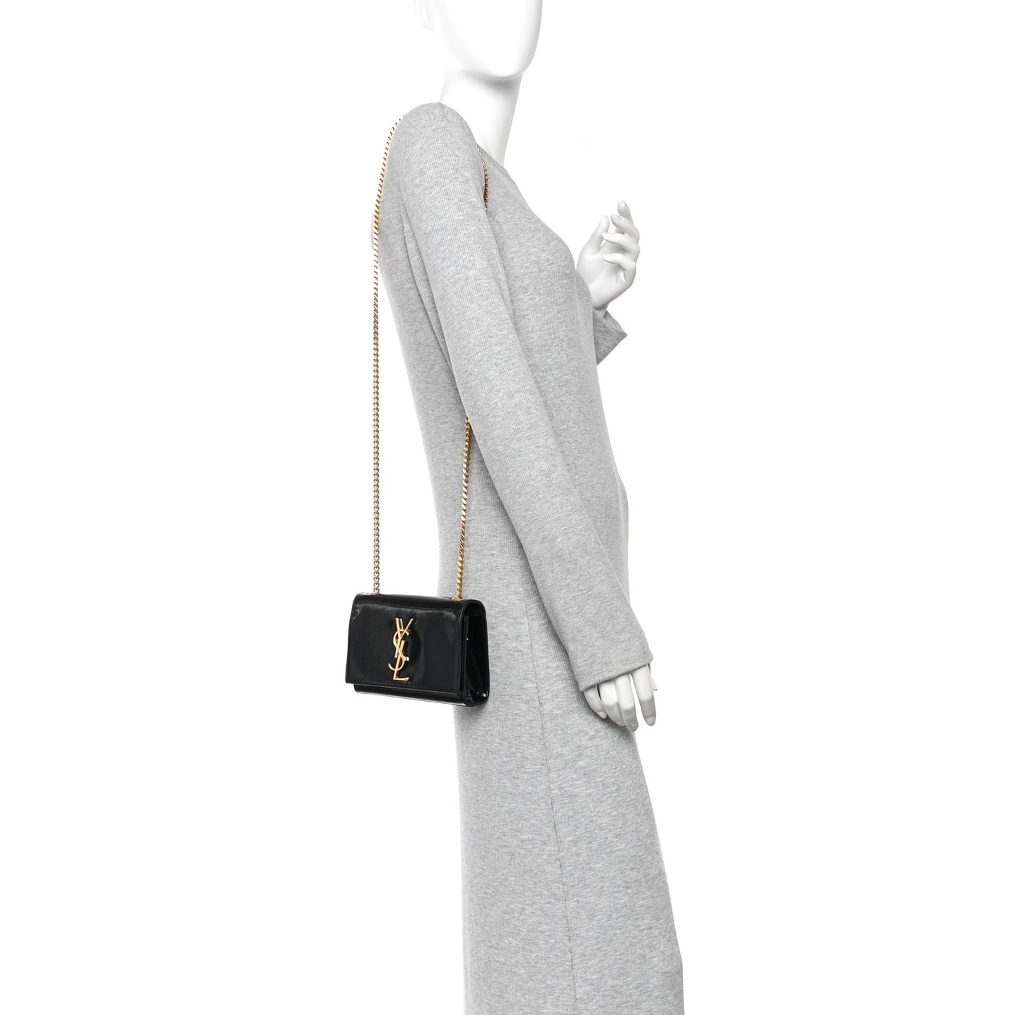 Patent Small Monogram Kate Satchel Black