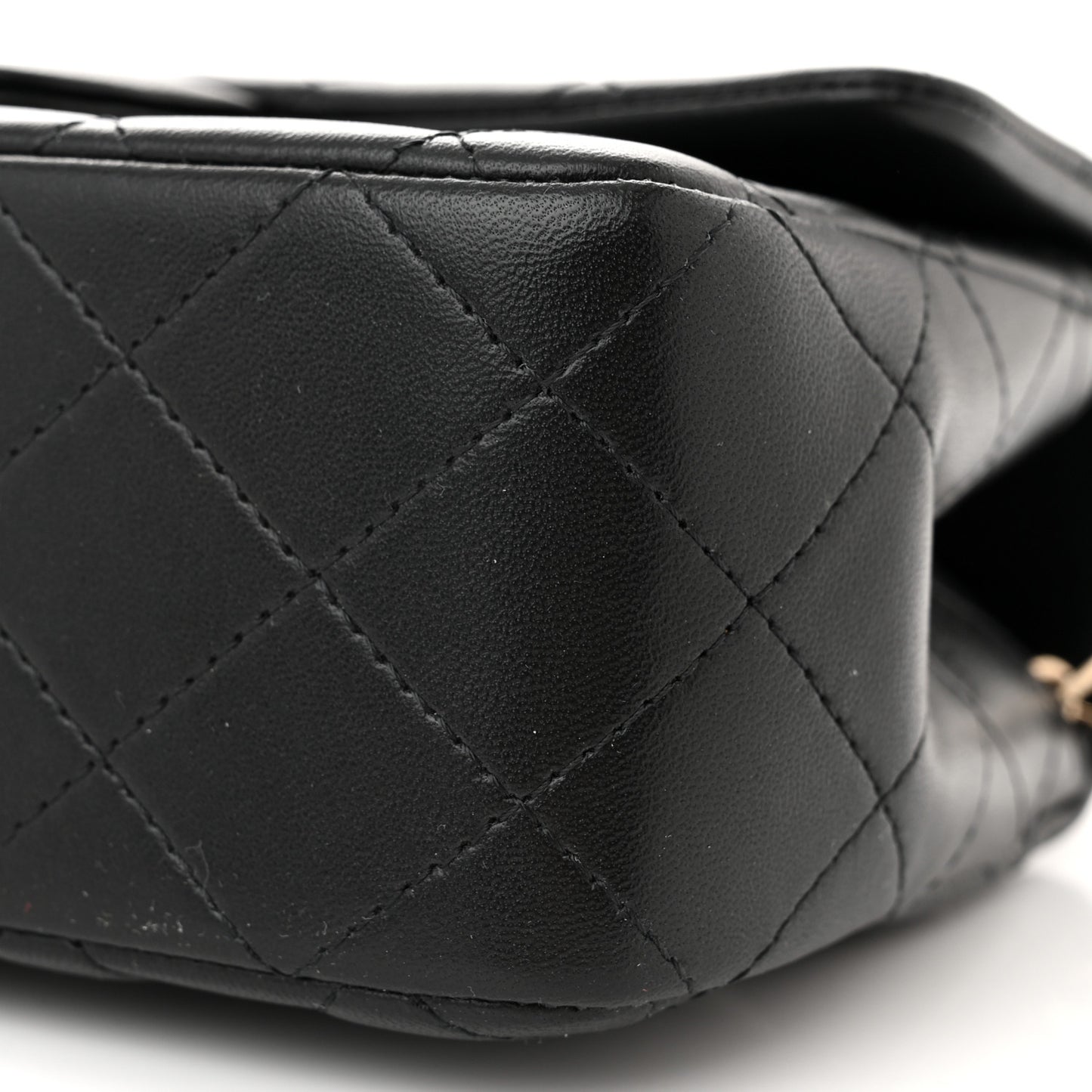 Lambskin Quilted Mini Top Handle Rectangular Flap Black