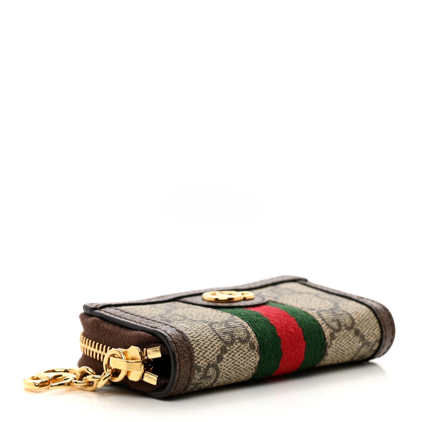 GG Supreme Monogram Web Ophidia Zip Around Key Case Beige New Acero