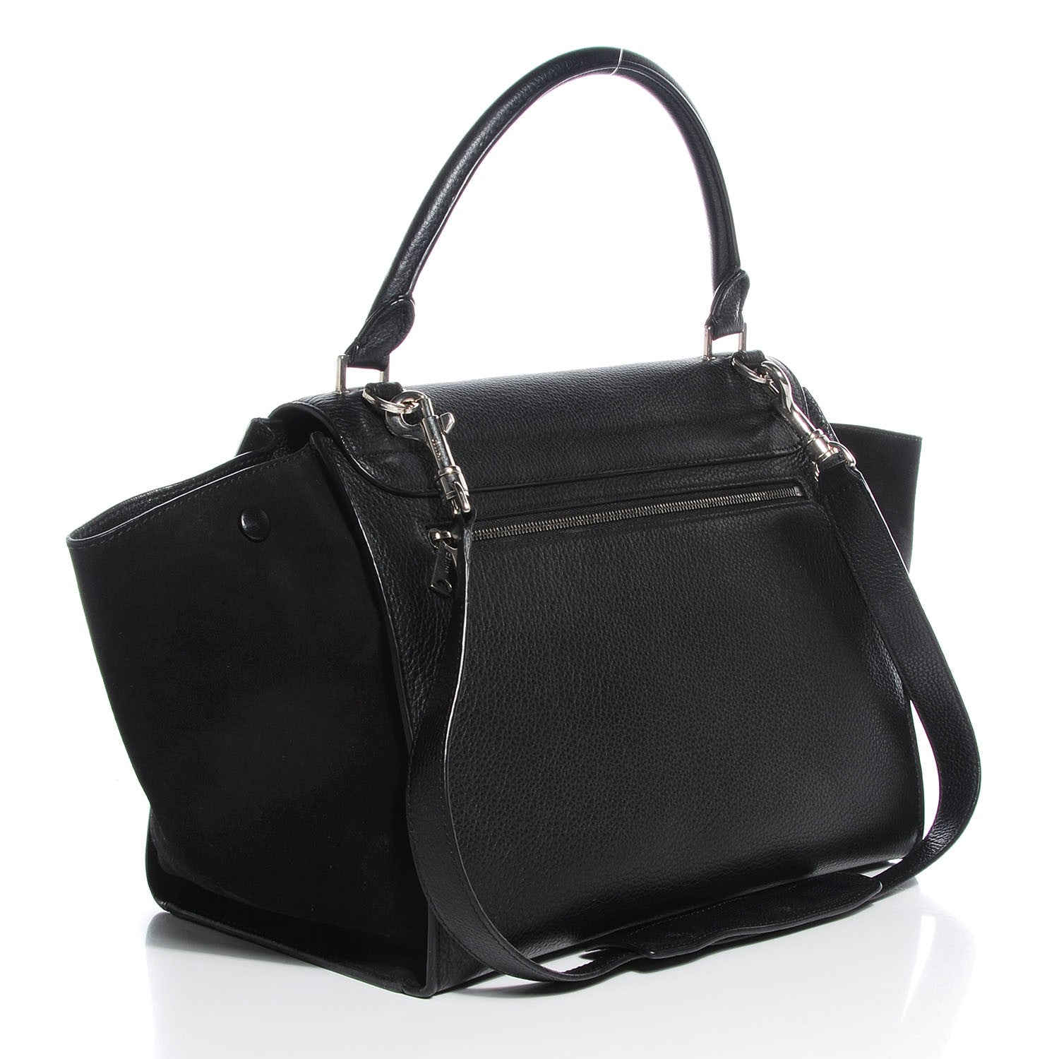 Celine Drummed Calfskin Suede Medium Trapeze Black 4 of 8