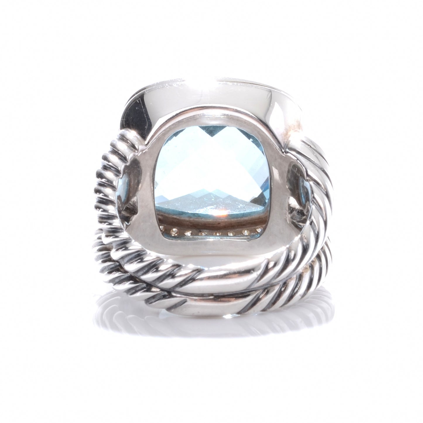 Sterling Silver Diamond Blue Topaz 14mm Albion Ring 54 7