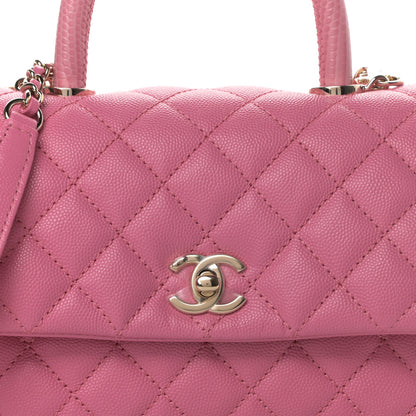 Chanel Caviar Lizard Embossed Quilted Mini Coco Handle Flap Pink 8 of 12