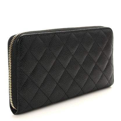 Chanel Caviar Quilted Large Gusset Zip Around Wallet Black 3 of 9