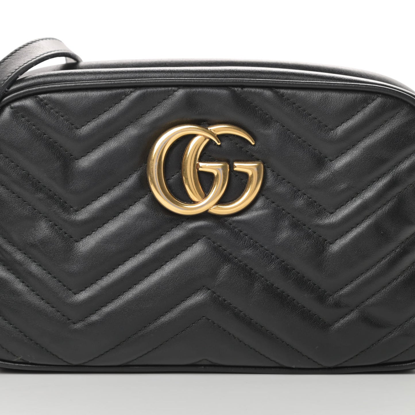 Calfskin Matelasse Small GG Marmont Chain Shoulder Bag Black