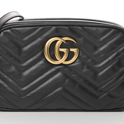 Gucci Calfskin Matelasse Small GG Marmont Chain Shoulder Bag Black 8 of 15