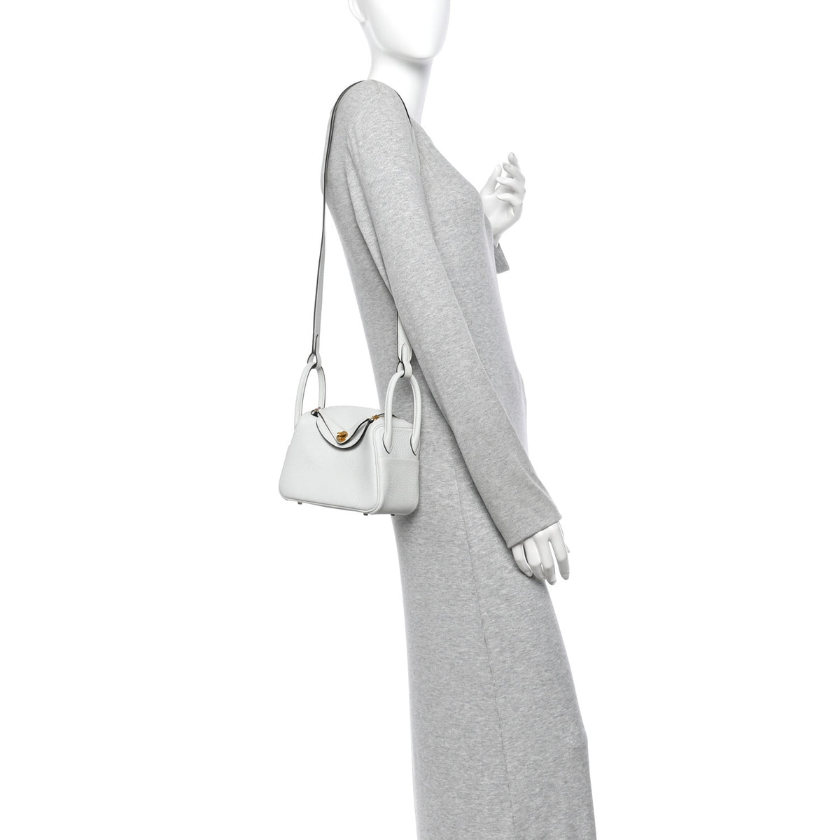 Taurillon Clemence Mini Lindy 20 Gris Platine