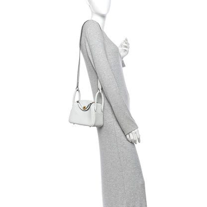 Hermes Taurillon Clemence Mini Lindy 20 Gris Platine 2 of 11