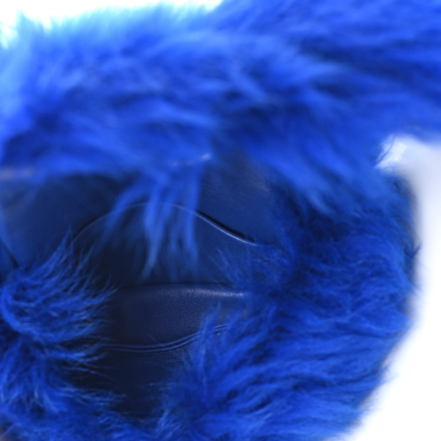 Shearling Lambskin CC Hook Card Holder Blue