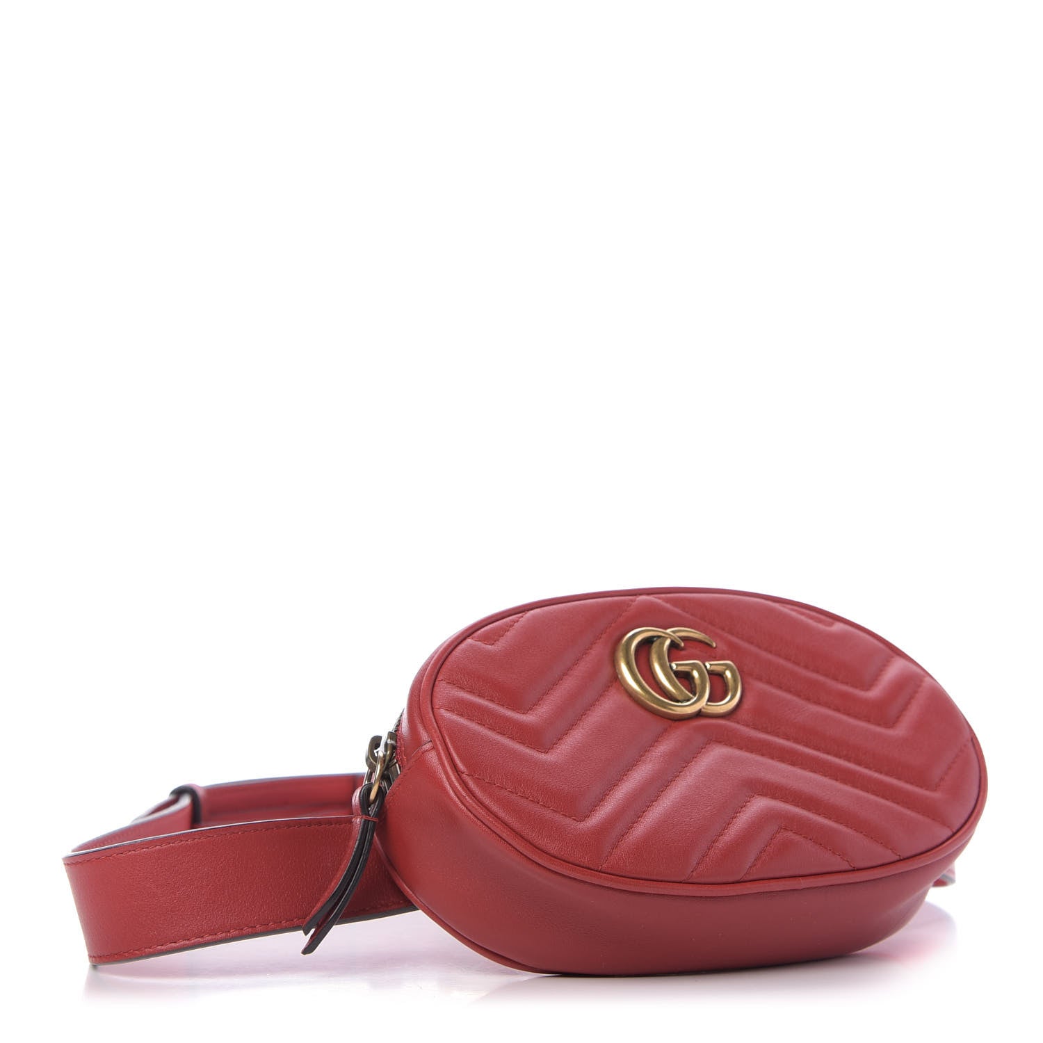 Gucci Calfskin Matelasse GG Marmont Belt Bag 85 34 Hibiscus Red 4 of 10
