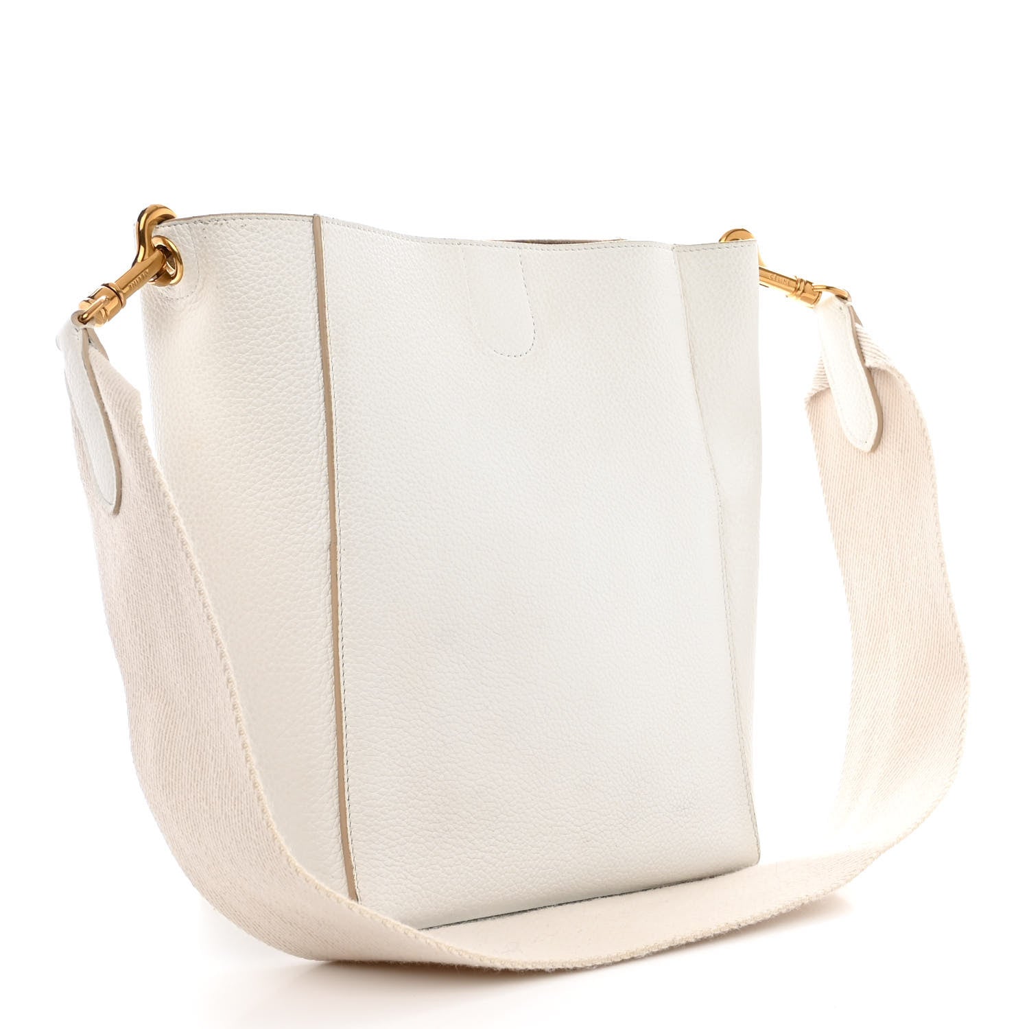 Celine Soft Grained Calfskin Small Sangle Bucket Bag White 3 of 14