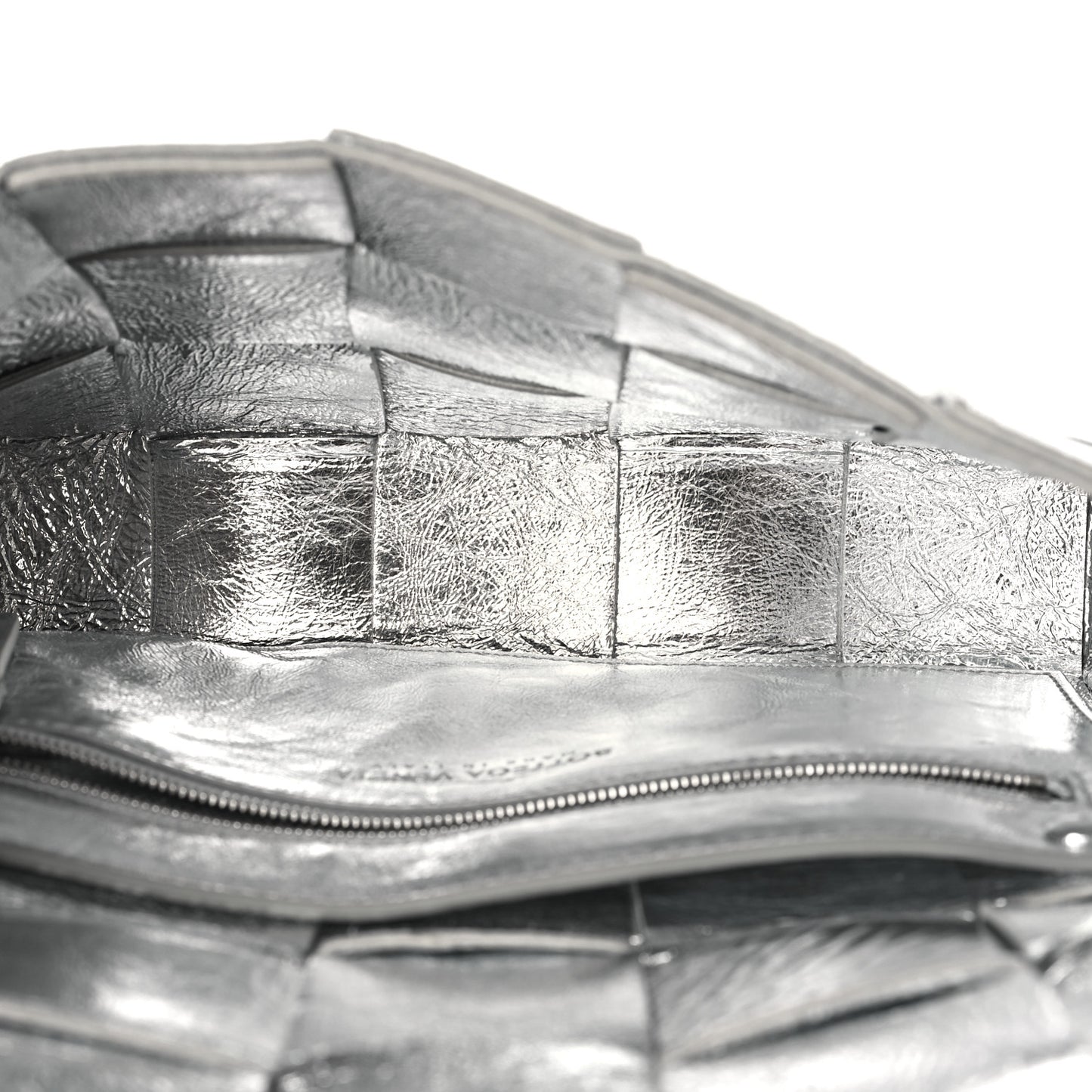 Metallic Lambskin Maxi Intrecciato Cassette Crossbody Bag Silver