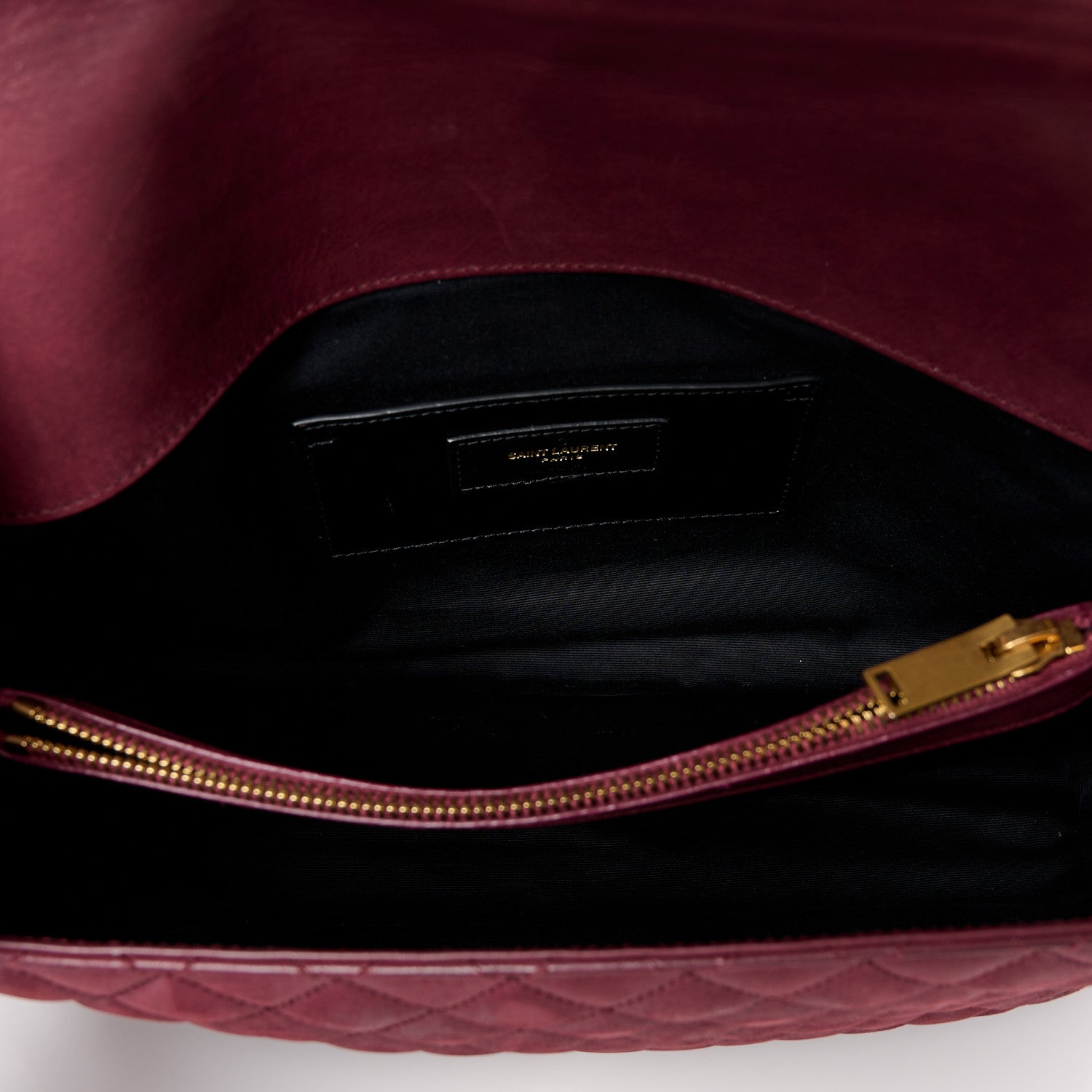 Saint Laurent SAINT LAURENT Calfskin Mixed Matelasse Triquilt Large Monogram Envelope Satchel Oxblood 6 of 14
