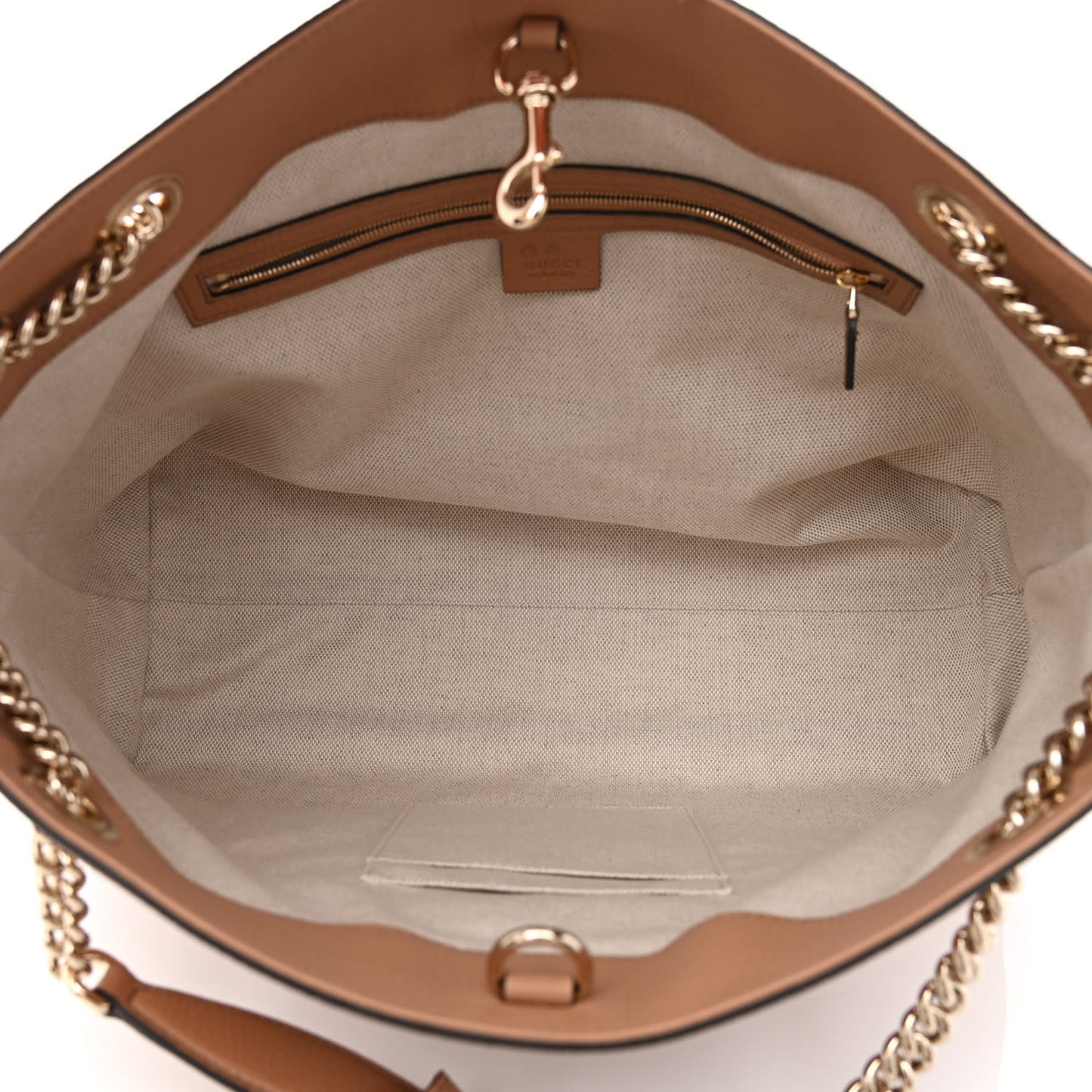 Pebbled Calfskin Medium Soho Chain Shoulder Bag Camelia
