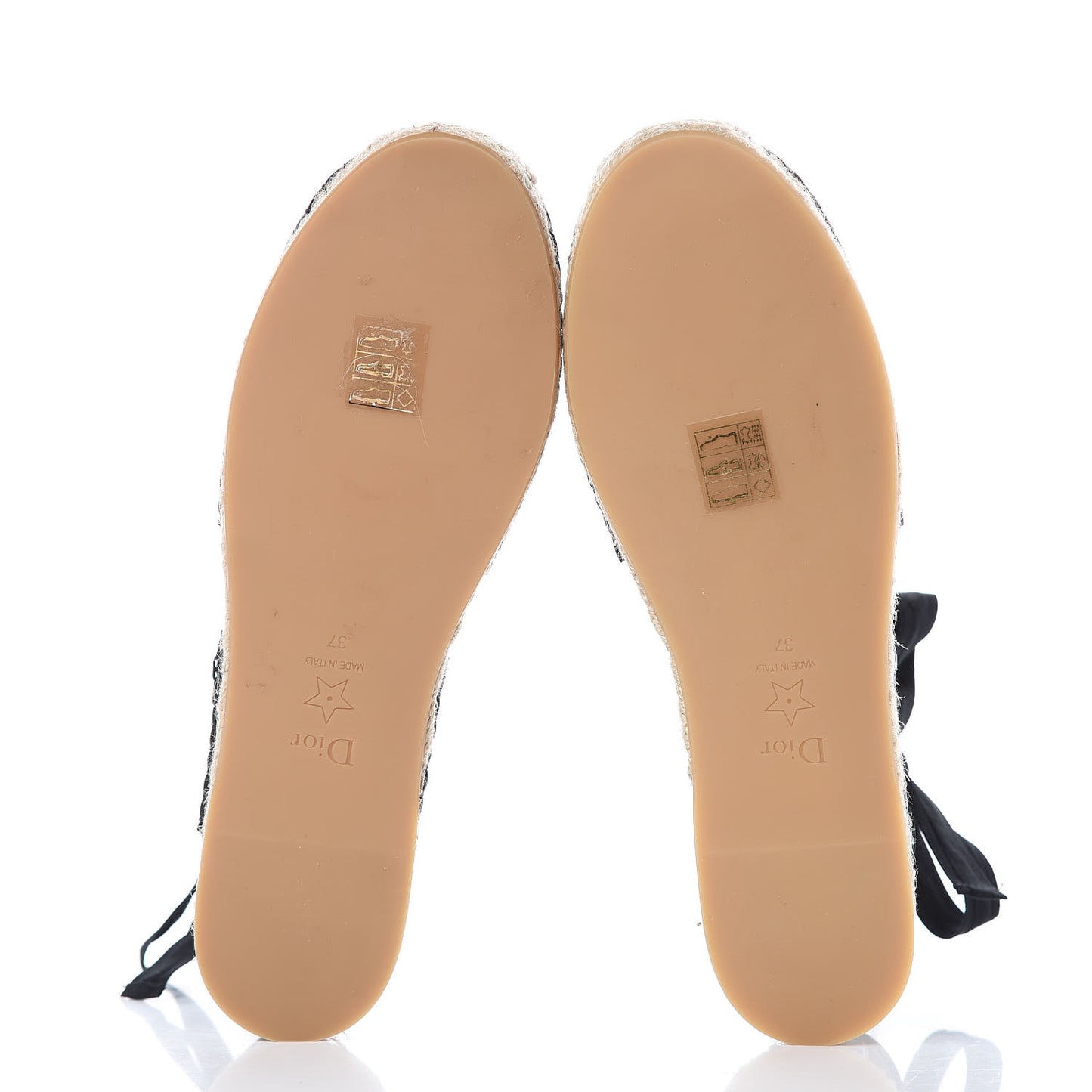 Calfskin Nicely-D Ankle Tie Espadrilles Flats 37 Black