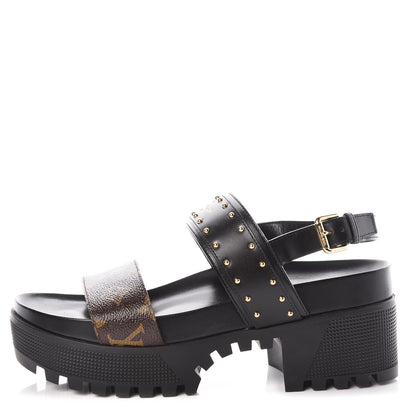 Louis Vuitton Calfskin Monogram Laureate Platform Sandals 40 Black 1 of 8