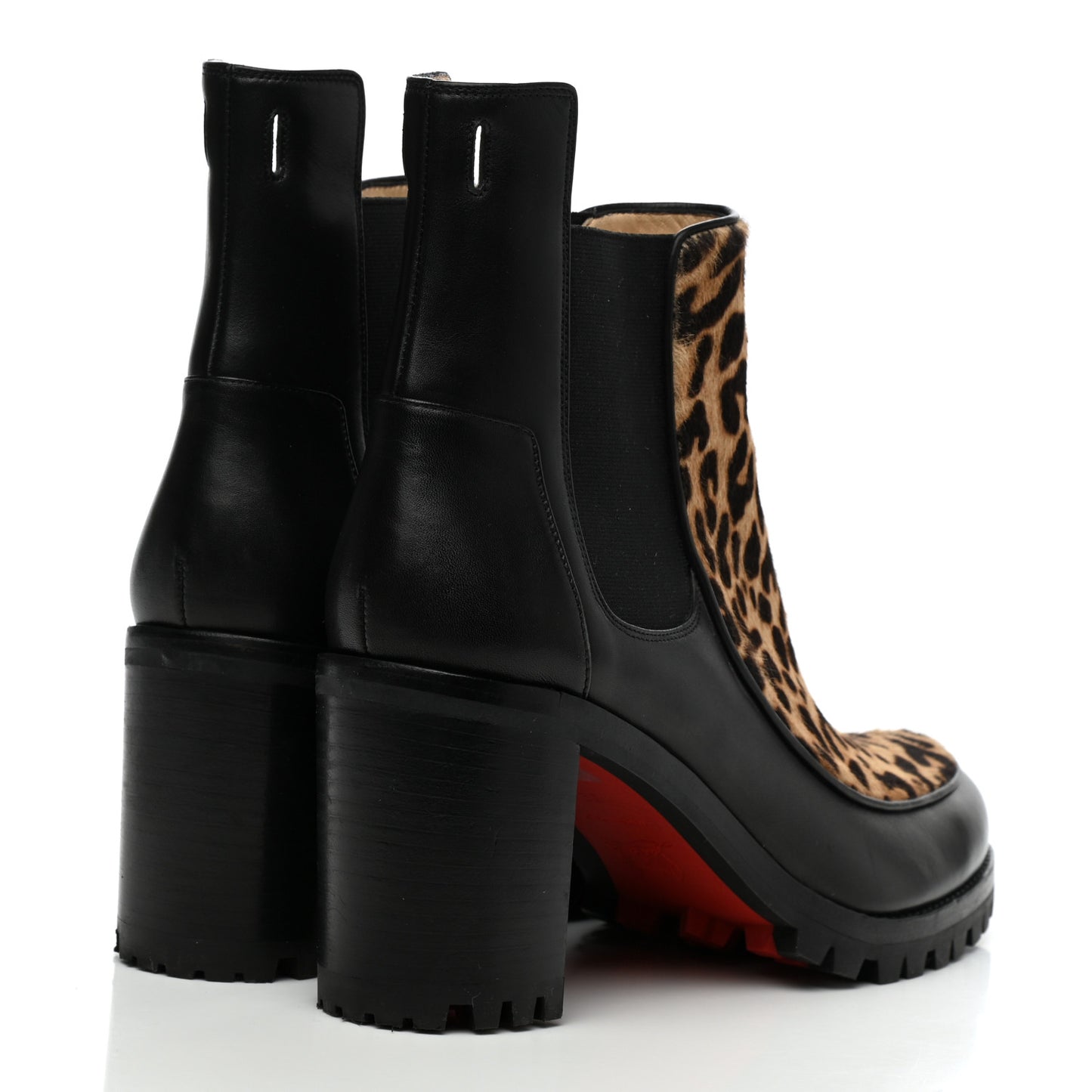 Calf Hair Leopard Print Chelsea Boots 39 Black