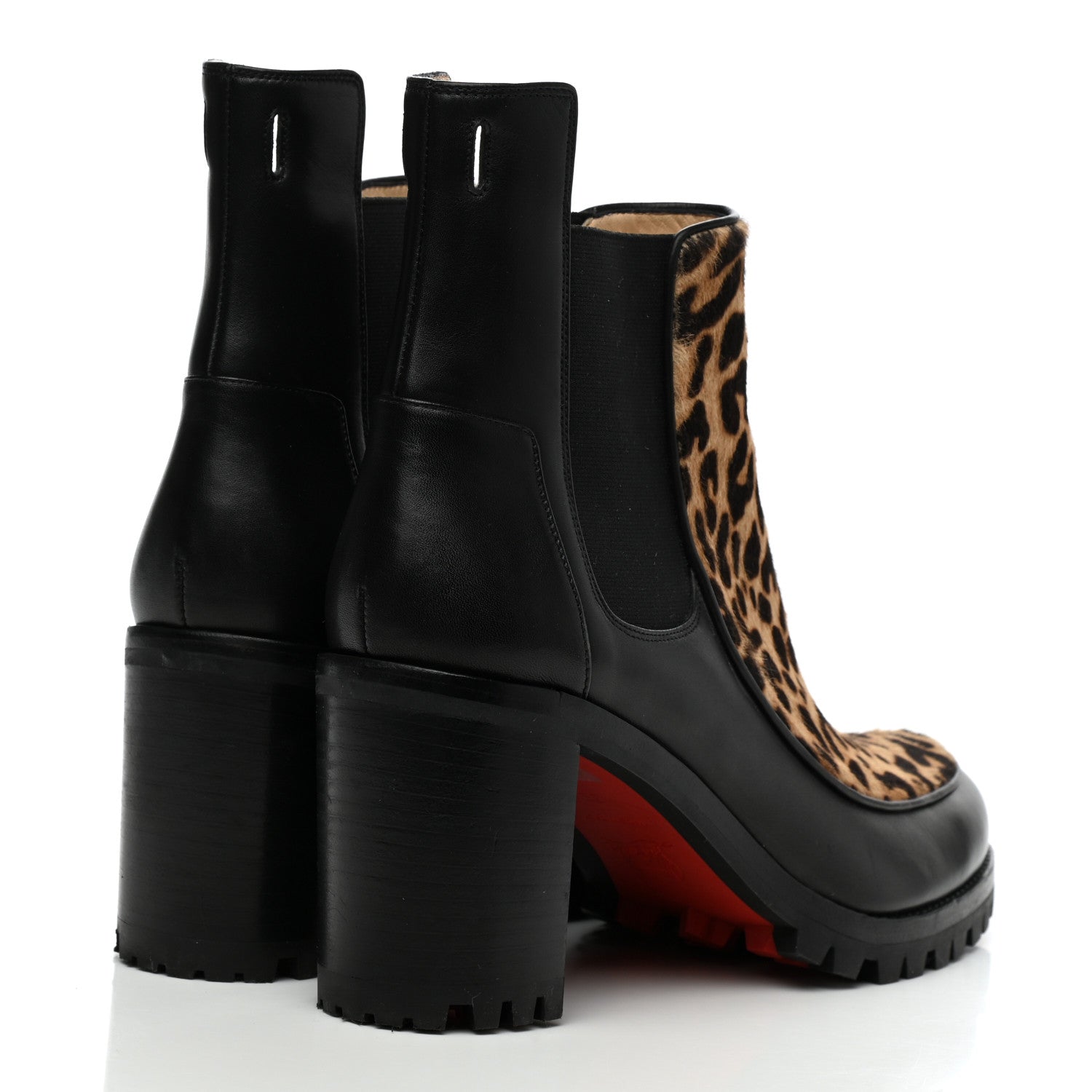 Christian Louboutin Calf Hair Leopard Print Chelsea Boots 39 Black 4 of 8