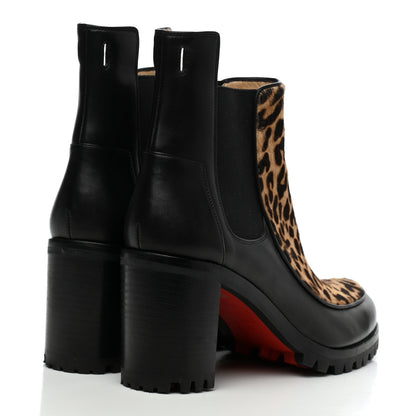 Christian Louboutin Calf Hair Leopard Print Chelsea Boots 39 Black 4 of 8