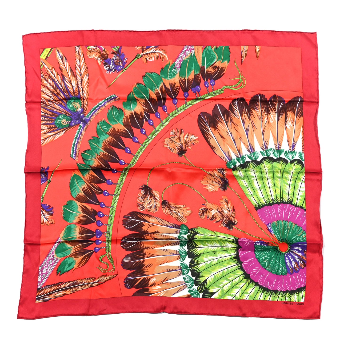 Silk Brazil Scarf 70 Rouge H Rouge Vif Vert