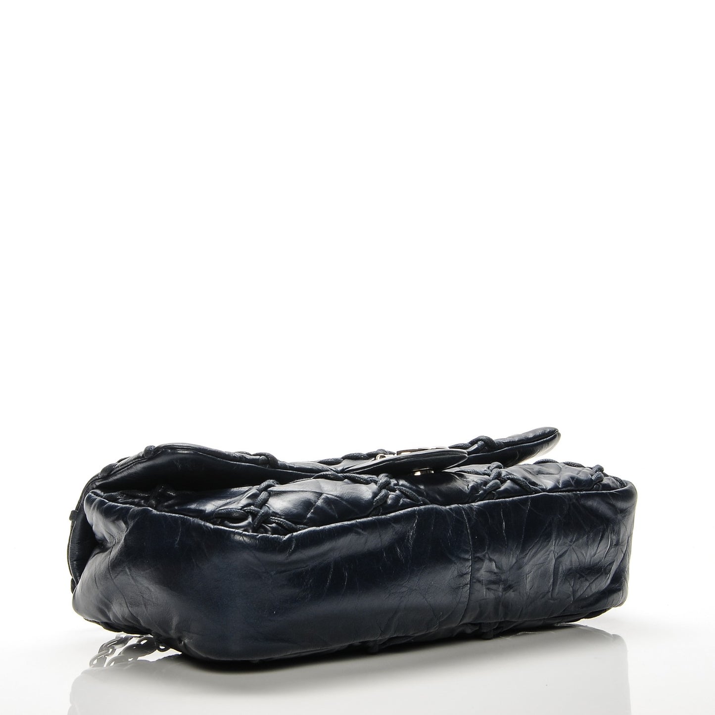 Calfskin Medium Ultra Stitch Flap Navy