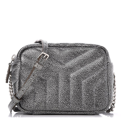 Saint Laurent Metallic Grain De Poudre Y Quilted Monogram Mini Loulou Camera Bag Gun Metal 1 of 8