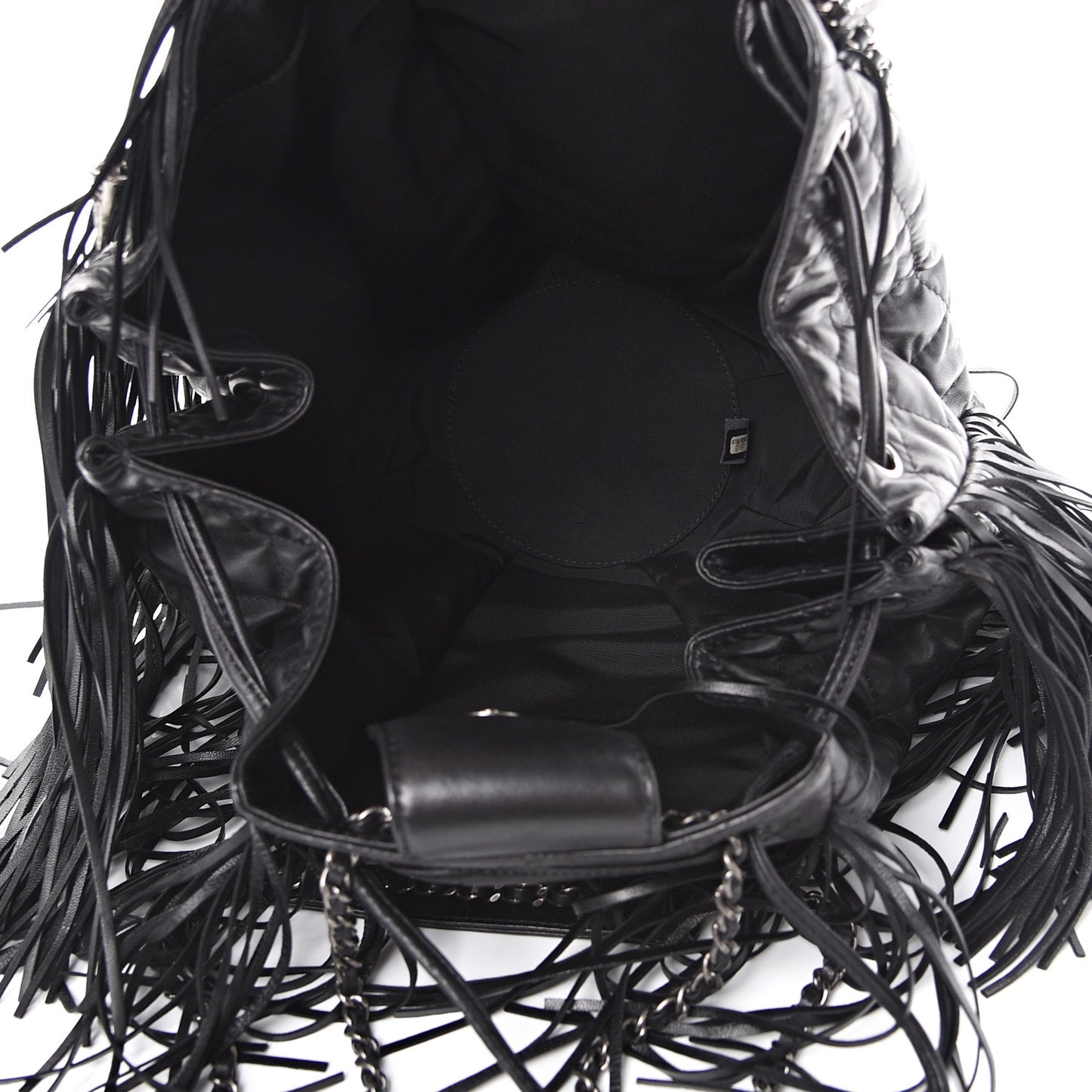 Lambskin Quilted Western Baluchon Fringe Bag Black