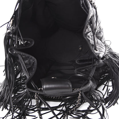 Chanel Lambskin Quilted Western Baluchon Fringe Bag Black 4 of 9