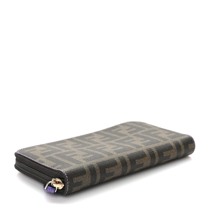 Fendi Zucca Spalmati Vitello Elite Zip Around Wallet Tobacco Viola 4 of 6