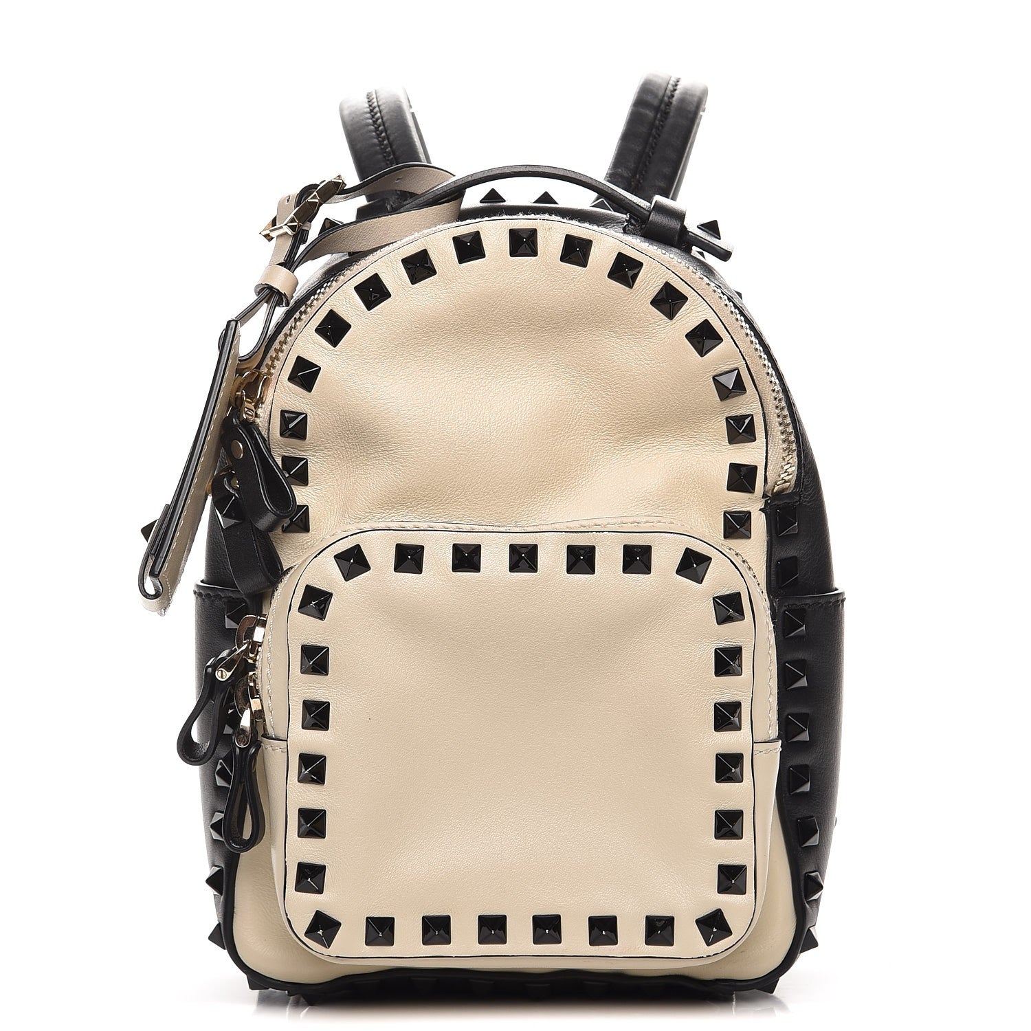 Valentino Garavani Calfskin Mini Rockstud Backpack Black Light Ivory 1 of 8