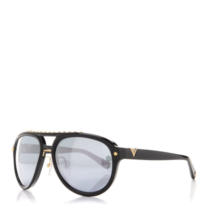 Louis Vuitton Acetate Aviator Serpico Studded Sunglasses Z2357E Black 1 of 8