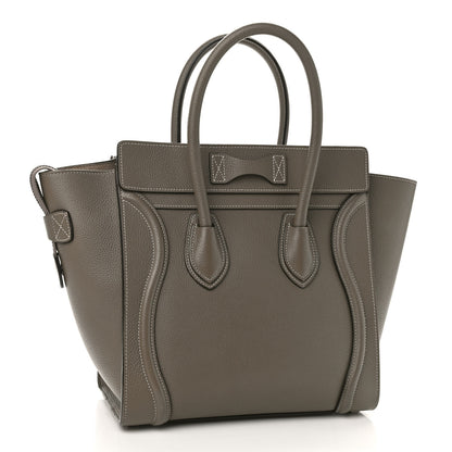Celine Drummed Calfskin Micro Luggage Souris 3 of 13