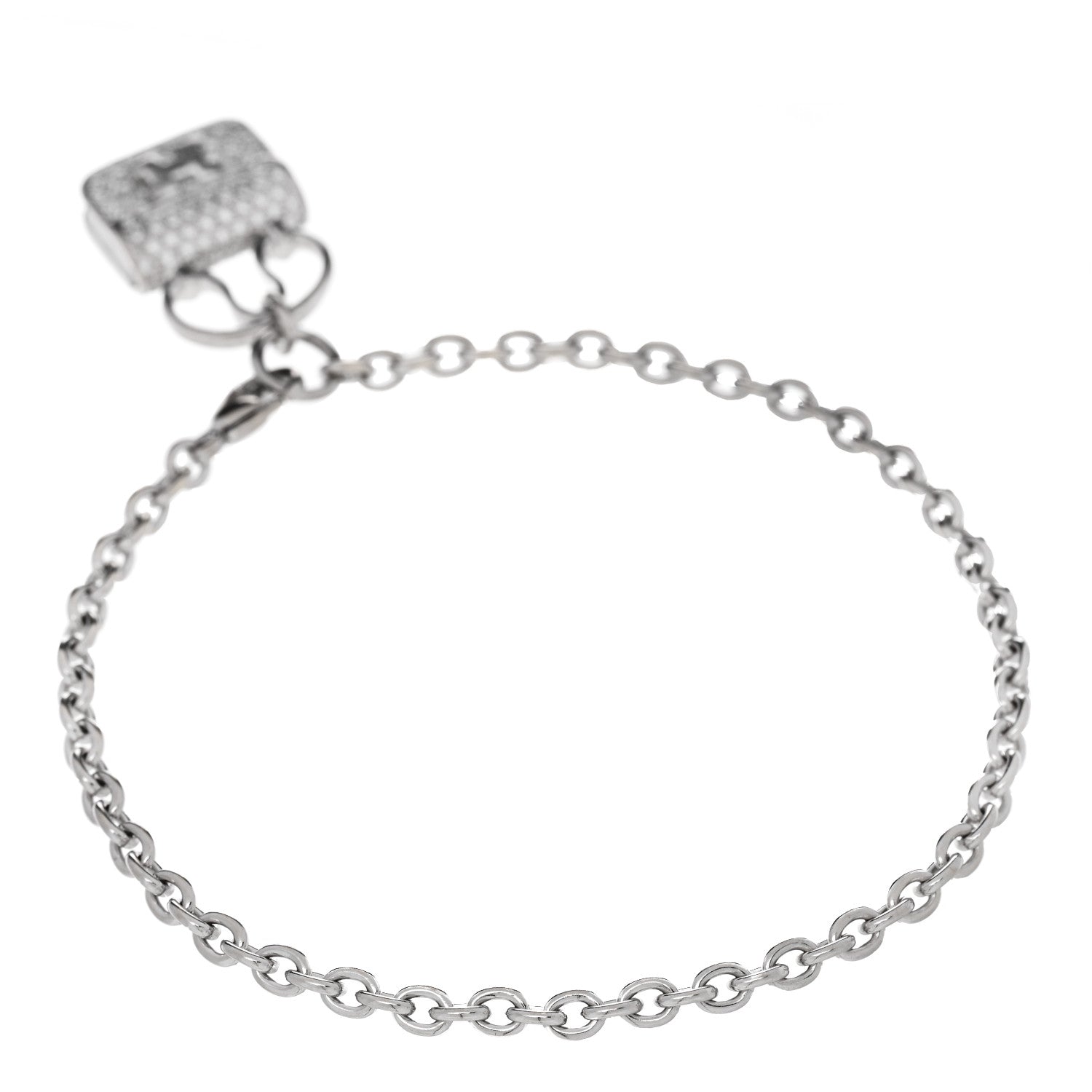 Hermes 18K White Gold Diamond Constance Amulettes Bracelet LG 2 of 3