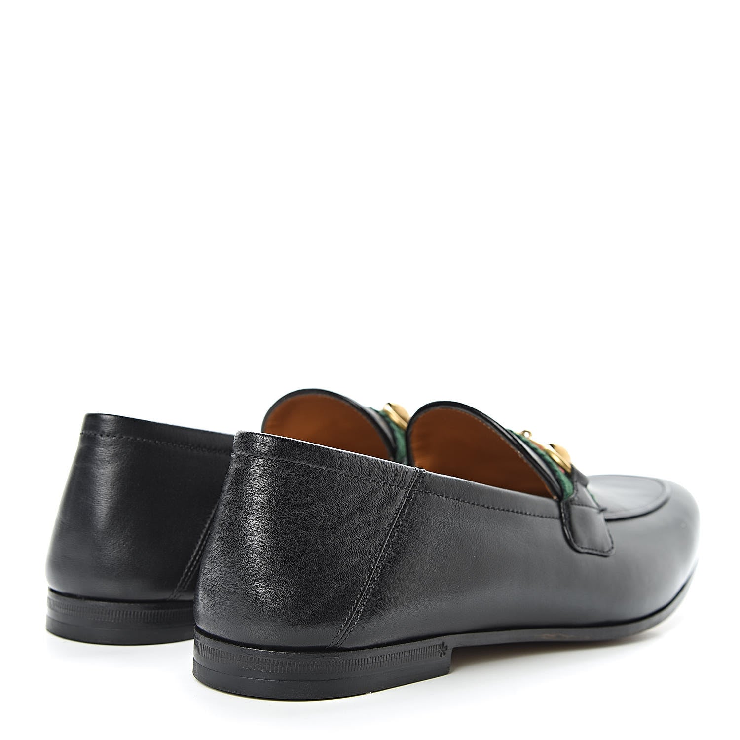Gucci Lambskin Web Mens Horsebit Loafers 7.5 Black 4 of 10