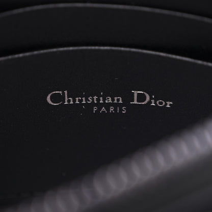 Christian Dior Calfskin Macrocannage Diamond Caro Zipped Pouch With Chain Black 8 of 13