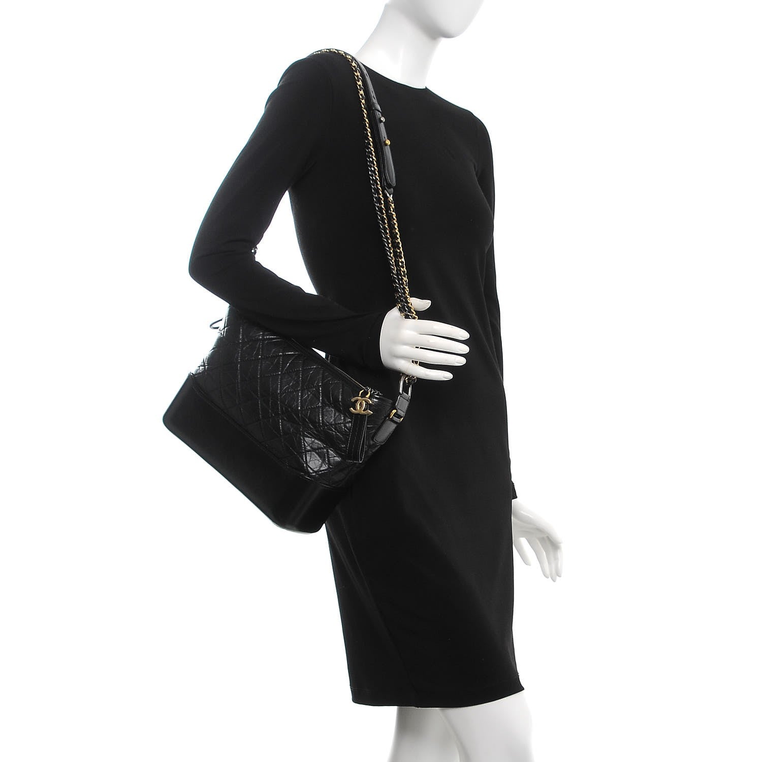 Chanel Aged Calfskin Quilted Medium Gabrielle Hobo Black 4 of 10