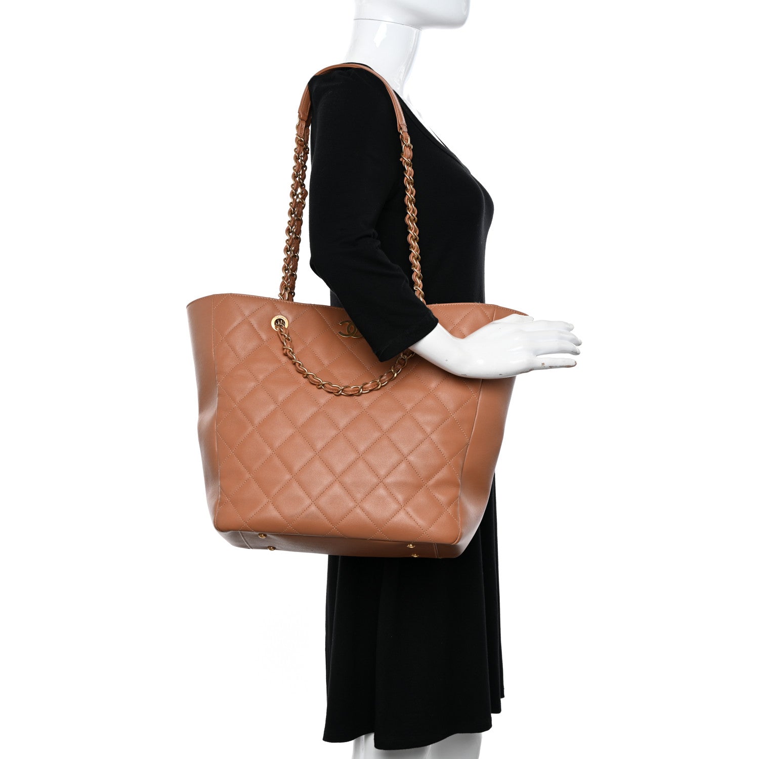 Chanel Calfskin Stitched Large Shopping Bag Brown 2 of 14