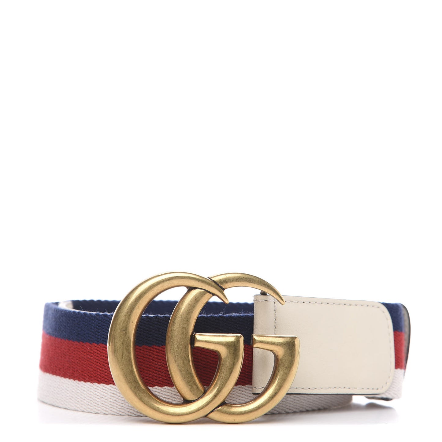 Nylon Calfskin Sylvie Web Double G 40mm Belt 80 32 Mystic White Hibiscus Red Maritime