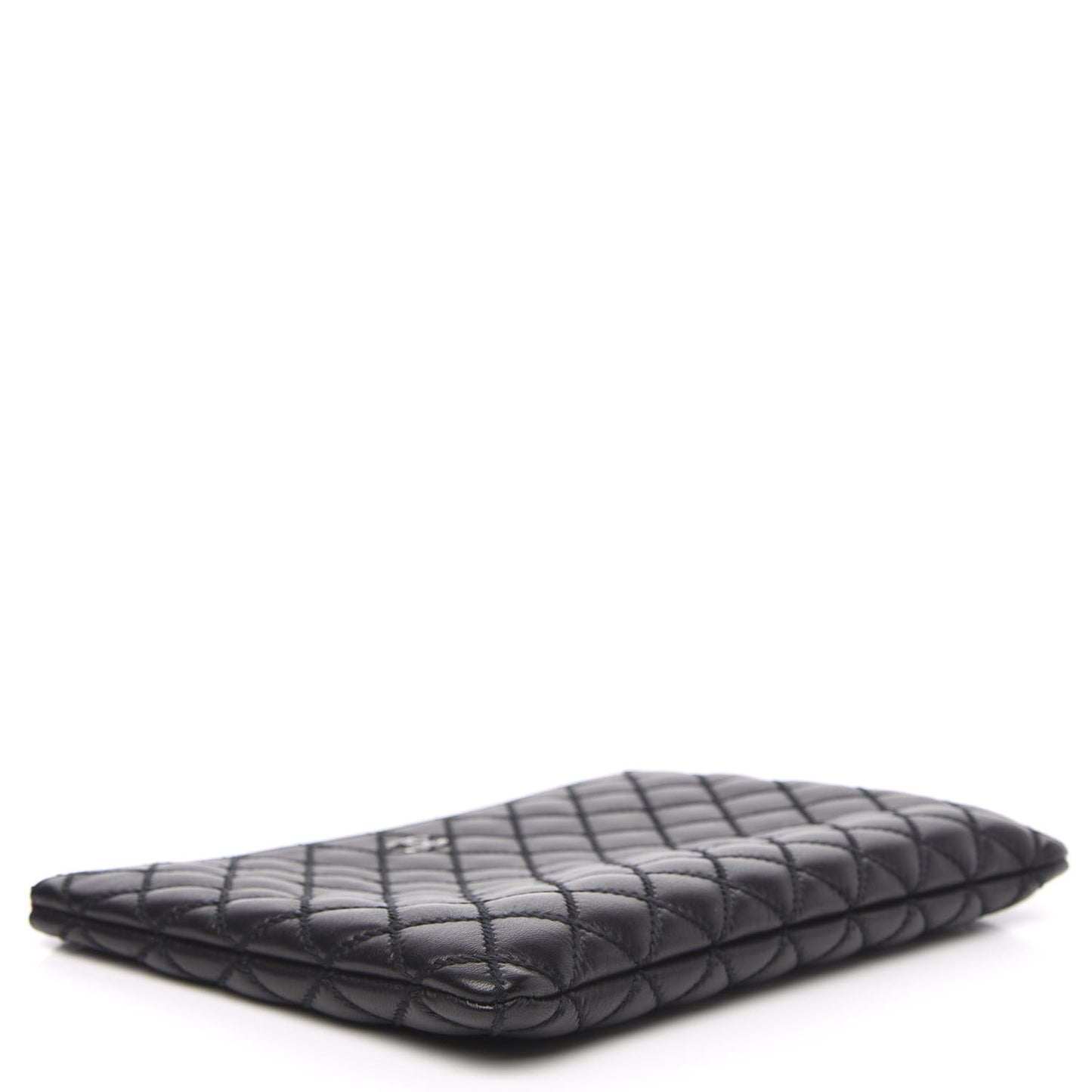 Sheepskin Stitched Lacquered CC Medium Cosmetic Case Black