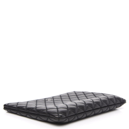 Chanel Sheepskin Stitched Lacquered CC Medium Cosmetic Case Black 4 of 11