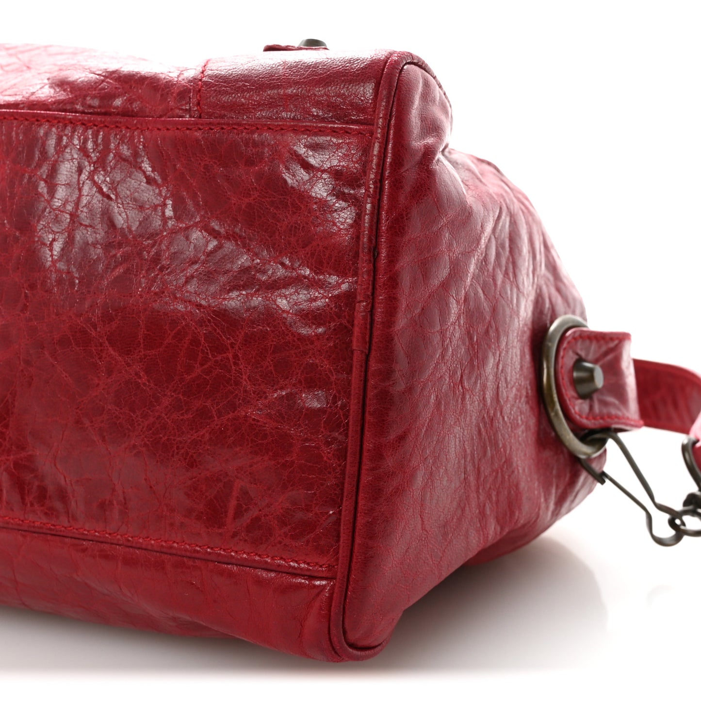Agneau Classic Hardware Box Bag Cassis